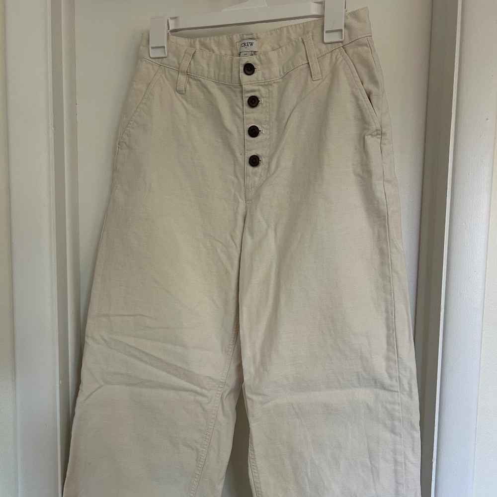 J.Crew Wide Leg Sailor Style Cropped Cream Pants